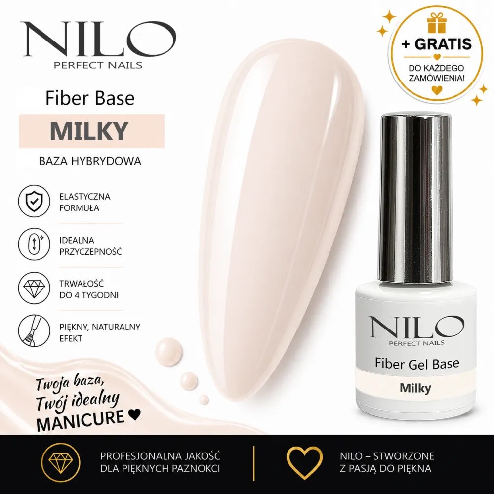 Baza Hybrydowa Fiber Base Milky 10ml NILO Perfect Nails